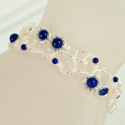 Bracelet M Rose Gold filled 14K - Arabesque Lapis Lazuli-Golden ivory - Bracelet M Rose Gold filled 14K - Rose Gold filled 14K